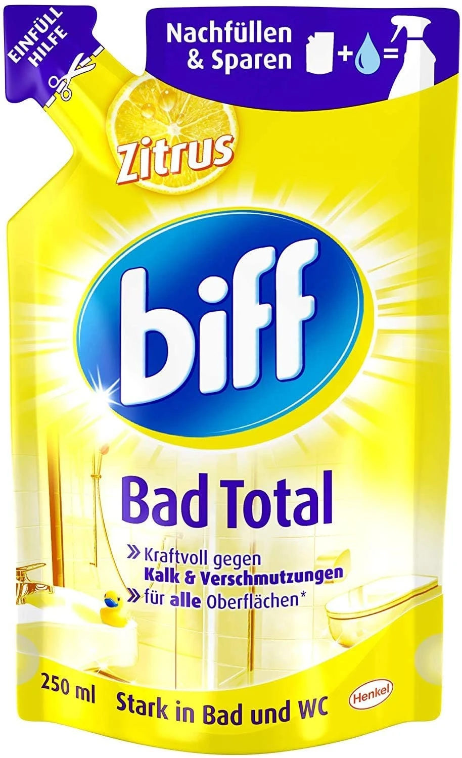 Biff Bad Total Zitrus Badreiniger Bad Reiniger Badezimmer 3x250 Ml Nachfüllpack – Bild 6