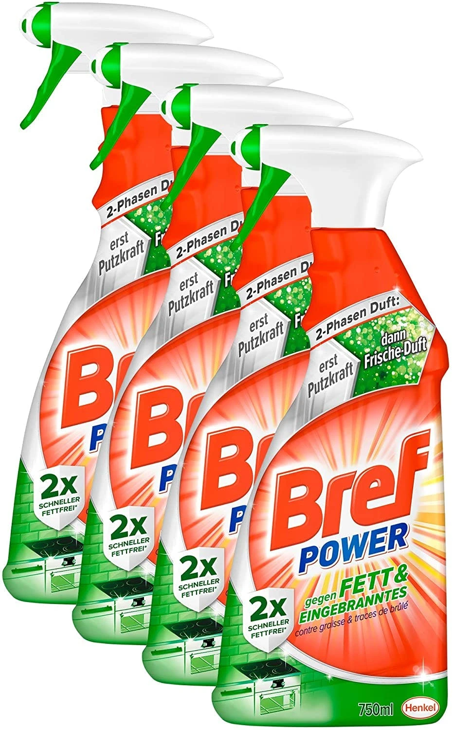 Bref Power Fett Eingebranntes Fettlöser Küchen Reiniger 8x750 Ml Sprühflasche – Bild 4