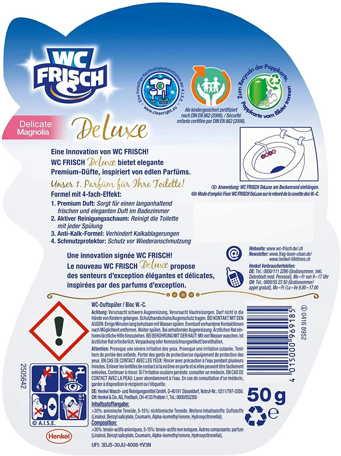 WC FRISCH DeLuxe Delicate Magnolia 50g WC Reiniger WC Duftspüler Reinigung – Bild 6