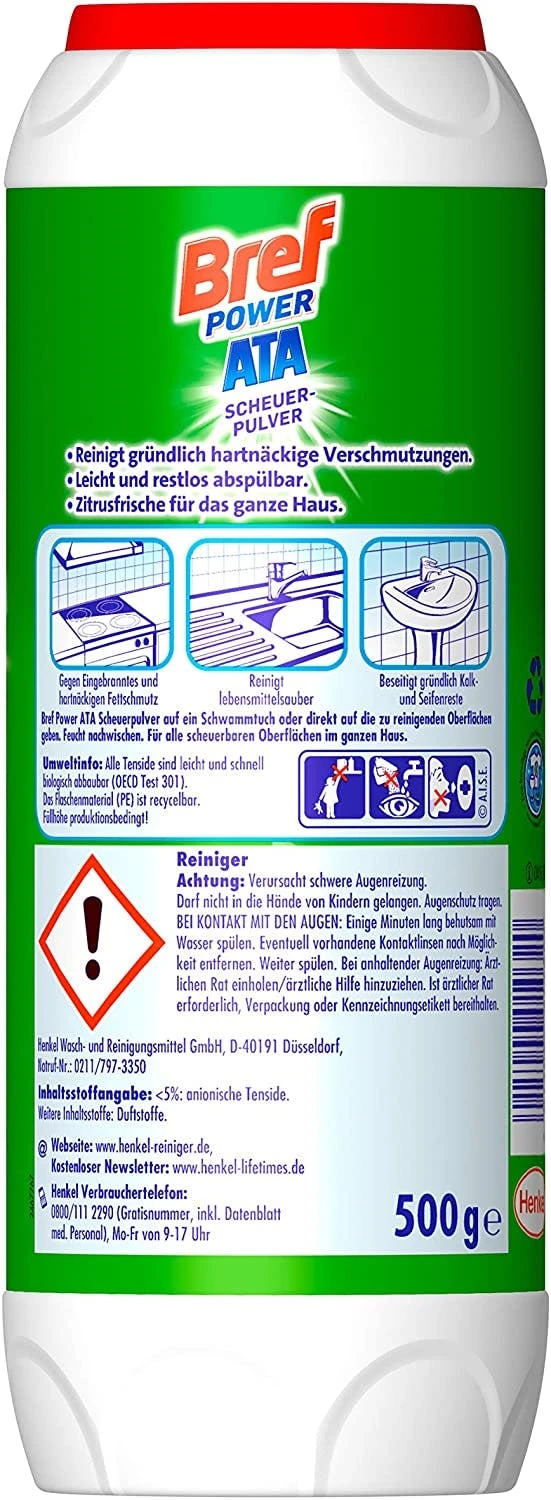 Bref Power ATA Scheuerpulver Gegen Hartnäckige Verschmutzungen 500 G Reiniger – Bild 6