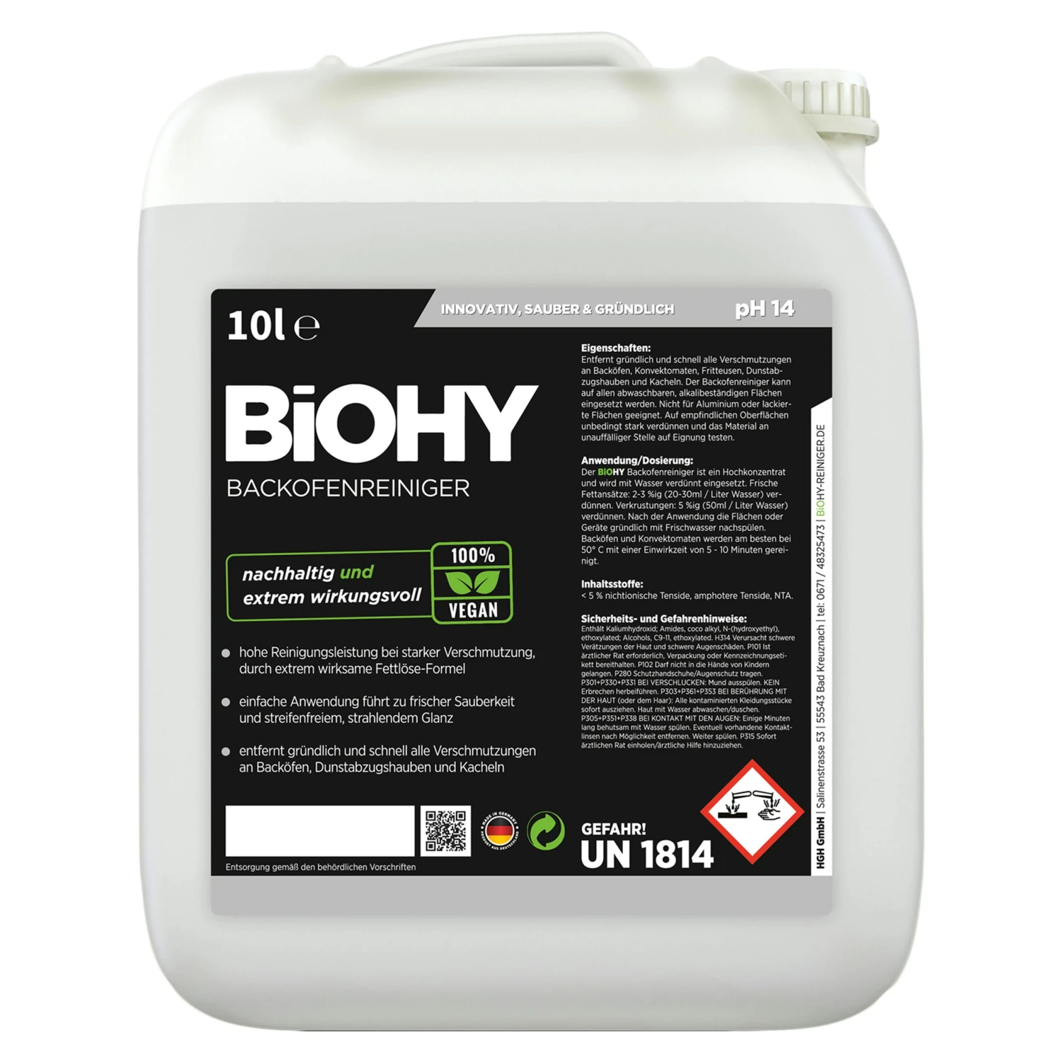 BiOHY Backofenreiniger Hochkonzentrat (50x10l Kanister) | Profi Grillreiniger, Fettlöser EXTRA STARK | Zur Einfachen Und Schnellen Ofenreinigung – Bild 2