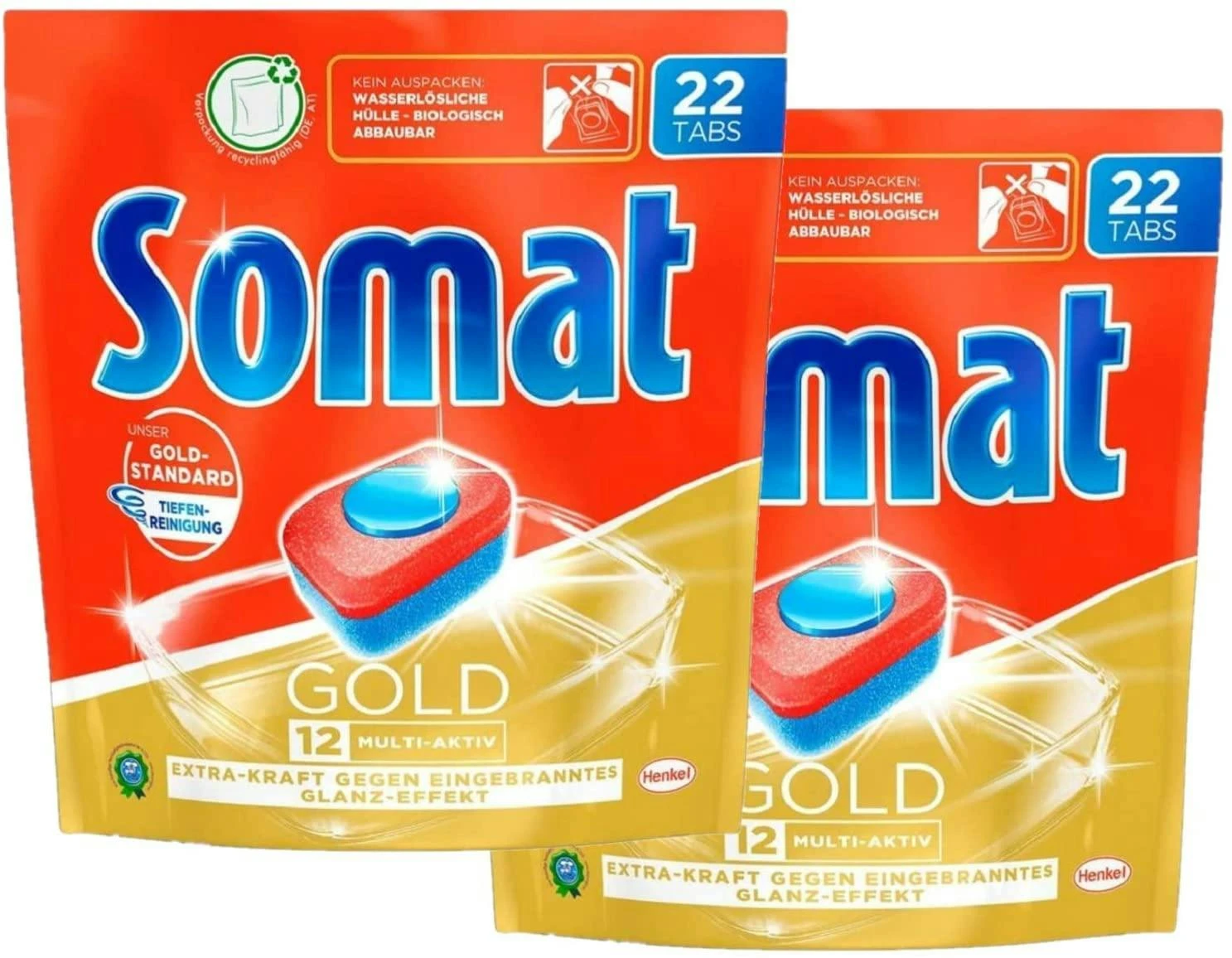 Somat 12 Gold Multiaktiv Spülmaschinentabs 22 Tabs Geschirrspültabs Reinigung – Bild 3