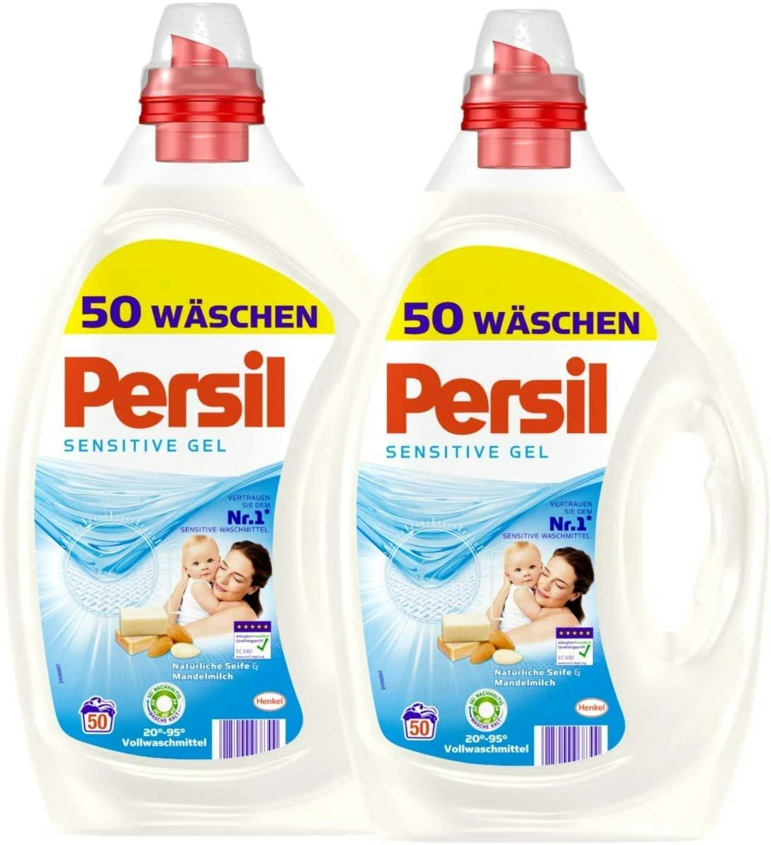 Persil Sensitive Gel Flüssigwaschmittel Waschmittel Wäsche 2x50 Waschladungen