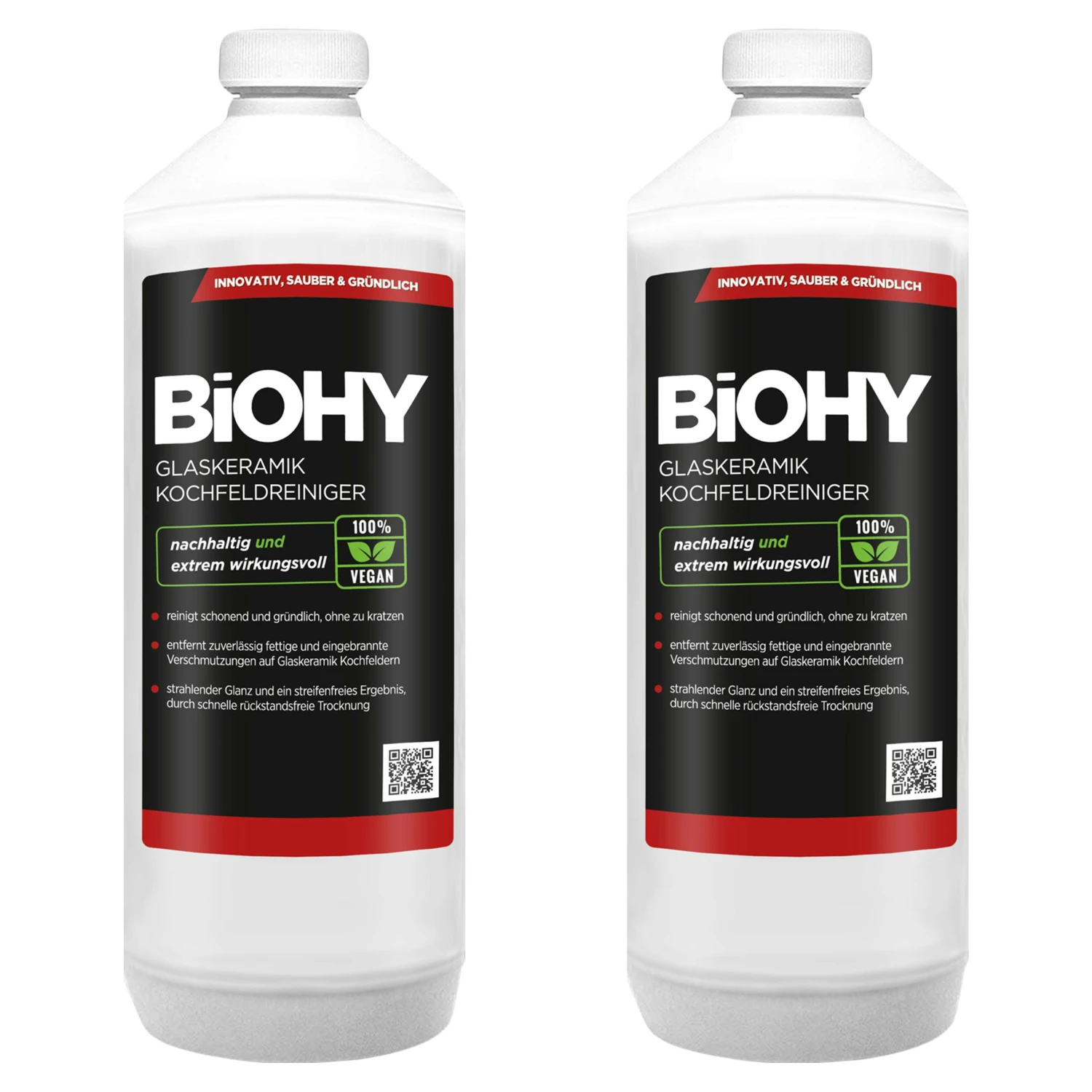 BiOHY Glaskeramik Kochfeldreiniger (2x1l Flasche) | Optimal Zur Reinigung Und Pflege Von Kochfeld Und Induktion | Geeignet Für ALLE GERÄTE