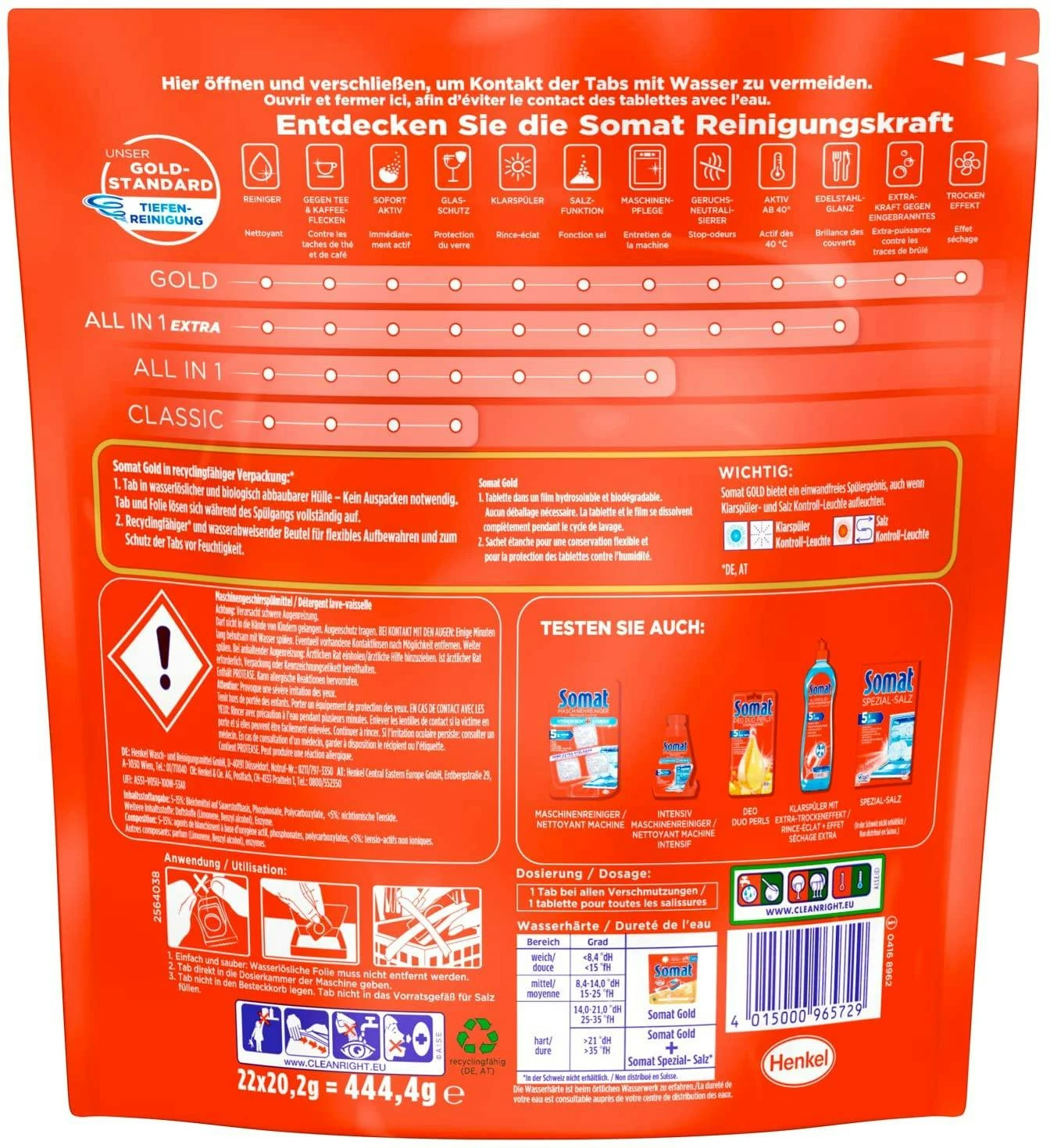 Somat 12 Gold Multiaktiv Spülmaschinentabs 22 Tabs Geschirrspültabs Reinigung – Bild 7