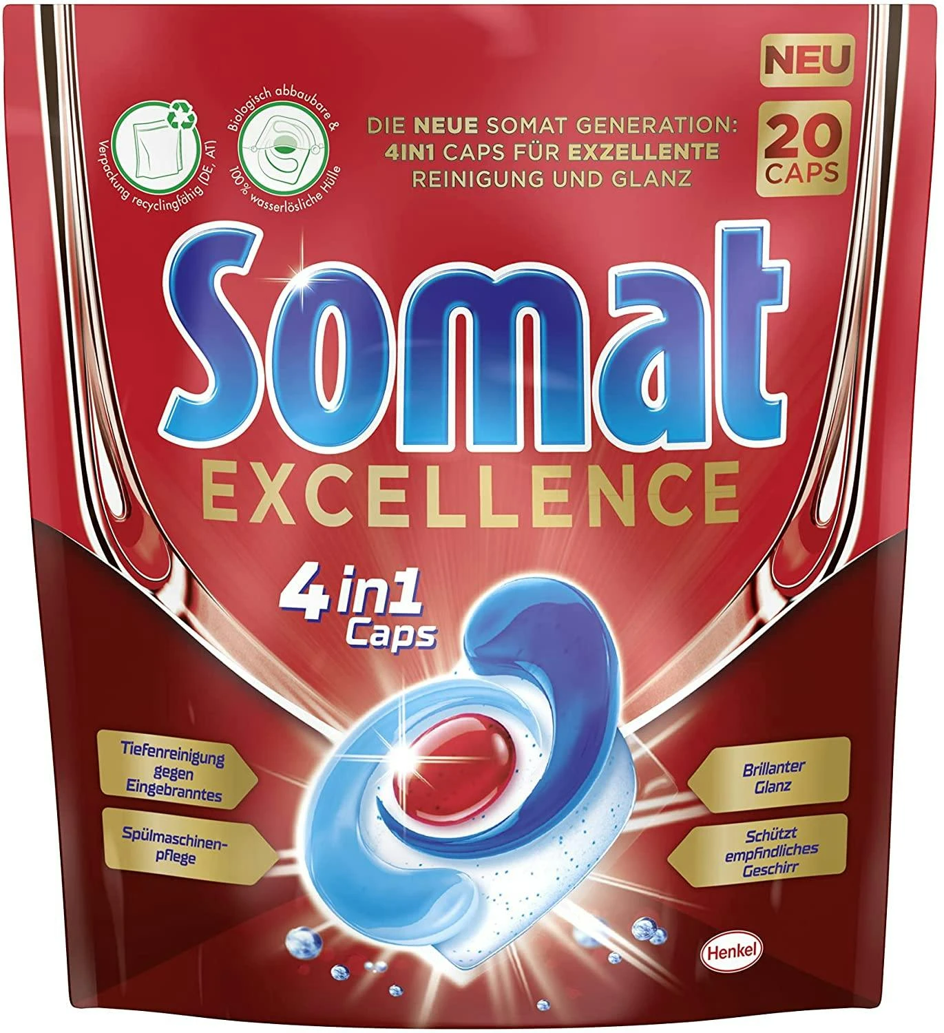 Somat Excellence 4in1 Caps 2x20 Caps Spülmaschinen Reinigung Geschirrspülmittel – Bild 2