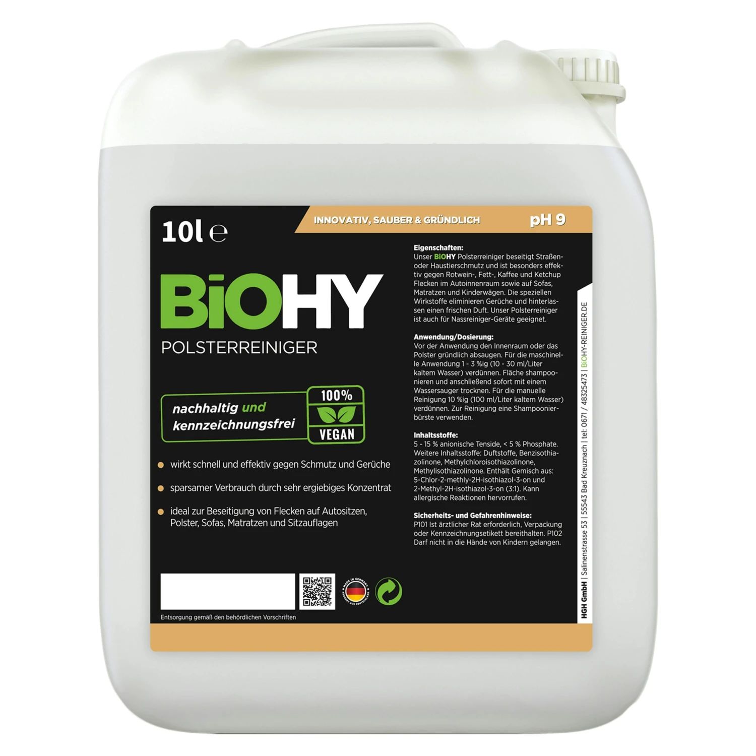 BiOHY Spezial Polsterreiniger (6x1l Flasche) | Ideal Für Autositze, Sofas, Matratzen Etc. | Ebenfalls Für Waschsauger Geeignet – Bild 4