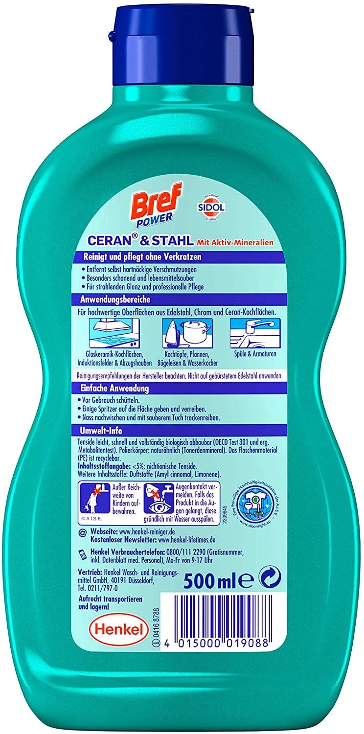 Bref Power Ceran & Stahl 6er Pack Edelstahl Reinigung 6x500 Ml Reinigungsmittel – Bild 6