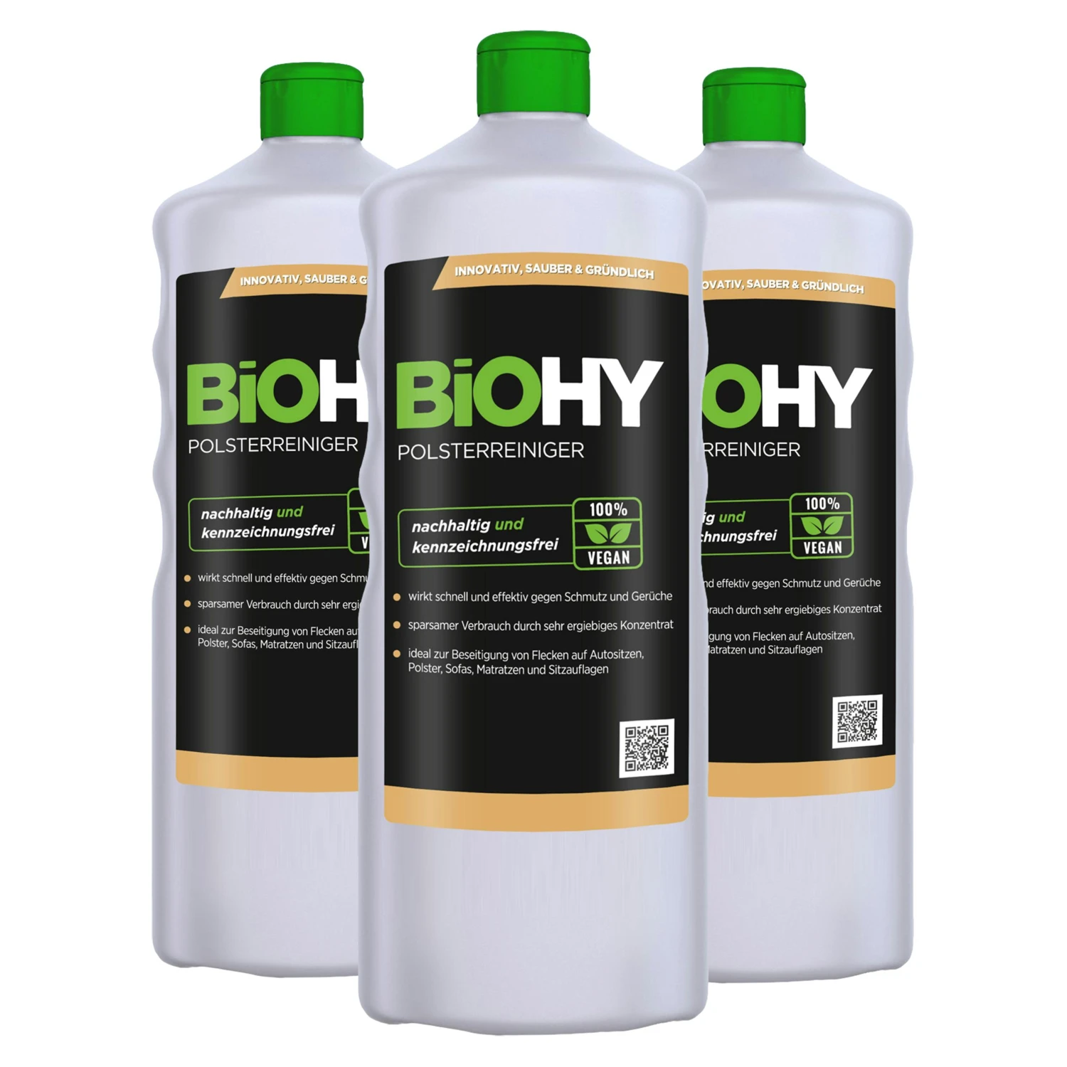BiOHY Spezial Polsterreiniger (3x1l Flasche) | Ideal Für Autositze, Sofas, Matratzen Etc. | Ebenfalls Für Waschsauger Geeignet