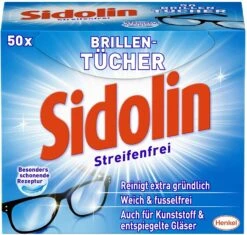 Sidolin Brillen Putztücher 50 Stück Reinigungstücher Brillenputztücher Reiniger