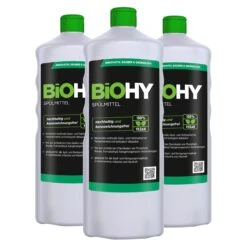 BiOHY Spülmittel (3x1l Flasche) | Frei Von Schädlichen Chemikalien & Biologisch Abbaubar | Glanz- & Fettlöseformel