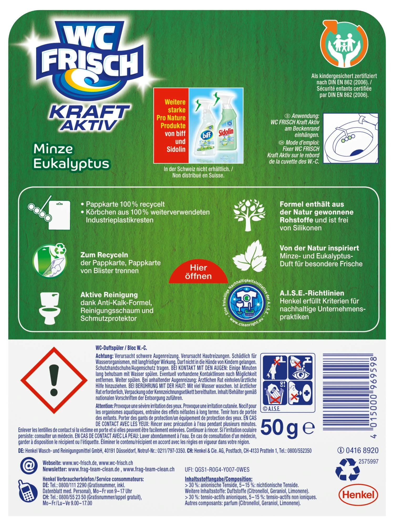 WC Frisch Kraft-Aktiv 10er Pack Pro Nature Minze WC-Reiniger 10x1 Stück – Bild 6